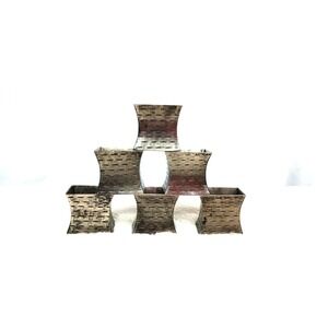 Set of 6 Napkin Rings Modern Rustic Farmhouse Industrial Pewter‎ Silver Holders